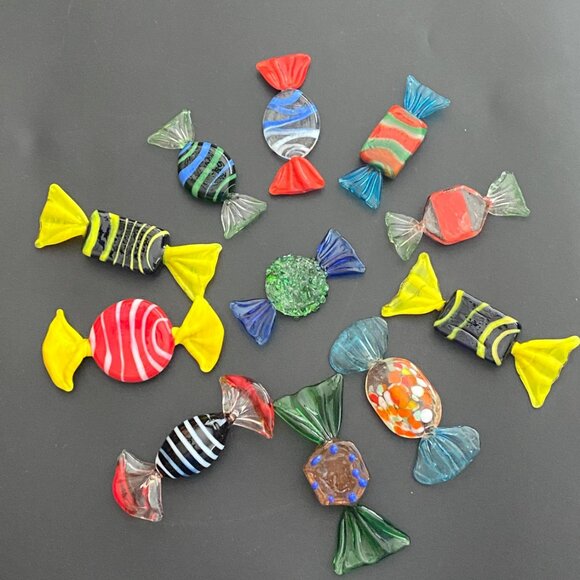 Blown Glass Candy 11 piece lot of  Old Fashioned Candies for collection Display - Picture 3 of 6